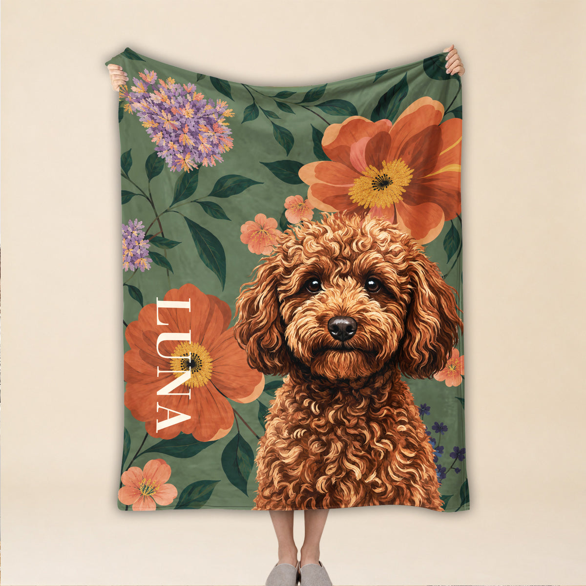 Personalized Dog Blanket – Custom Name & Pet Portrait