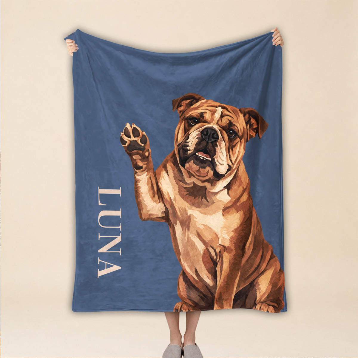 Personalized Dog Blanket – Custom Name & Pet Portrait