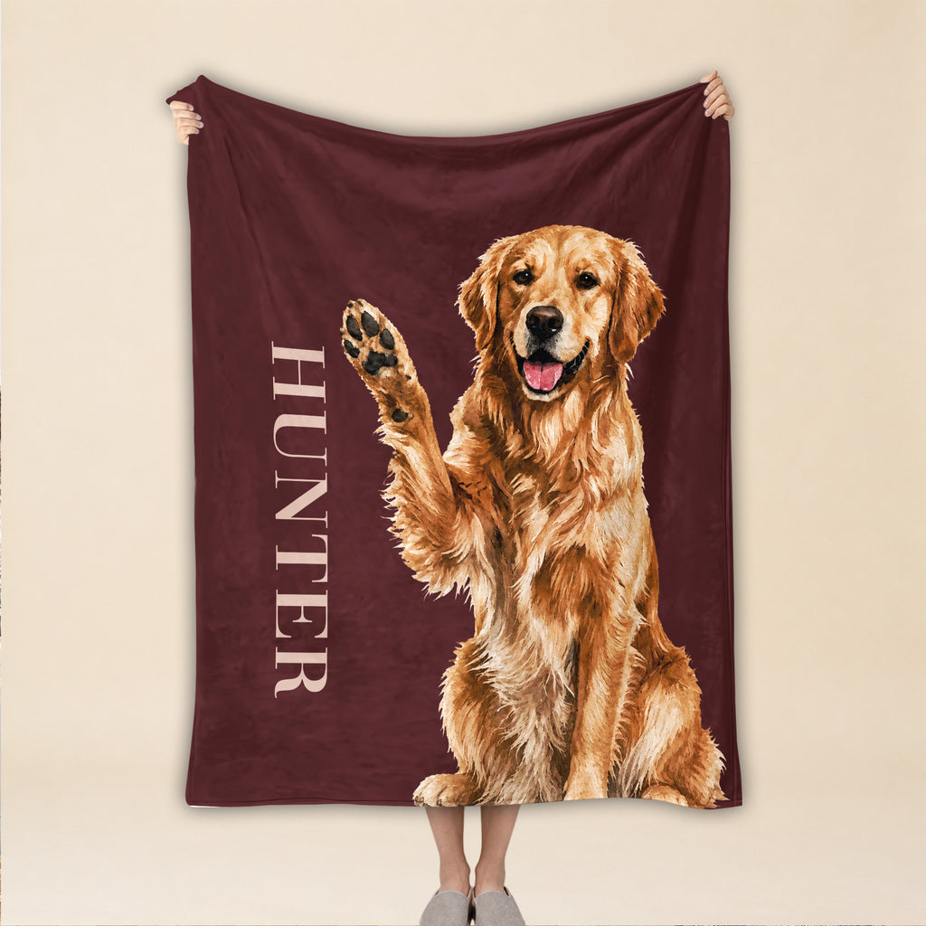 Personalized Dog Blanket – Custom Name & Pet Portrait