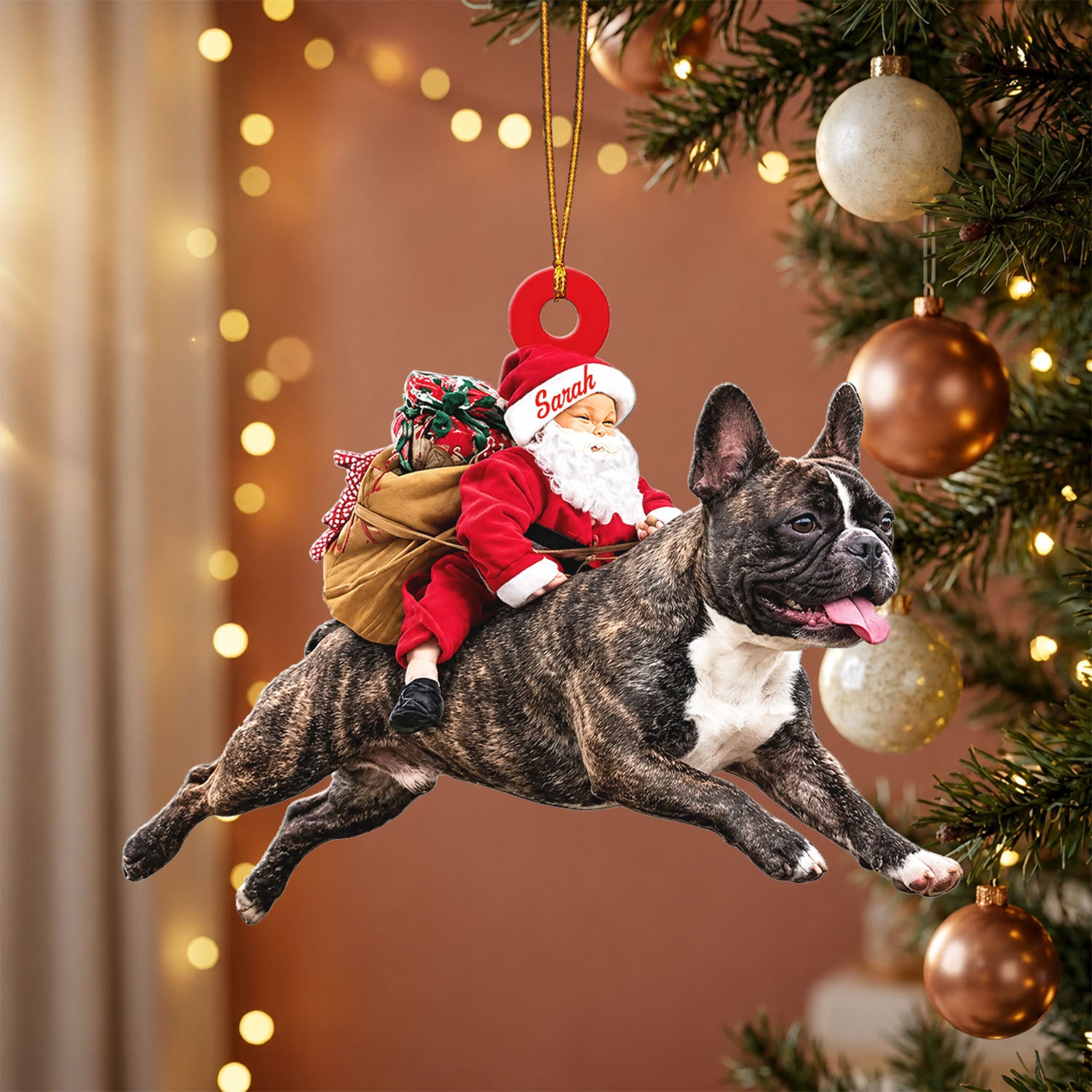 Santa's Dog Express Custom Name Ornament