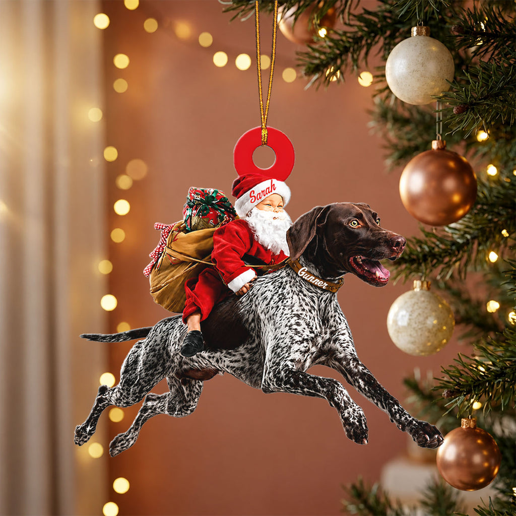 Santa's Dog Express Custom Name Ornament