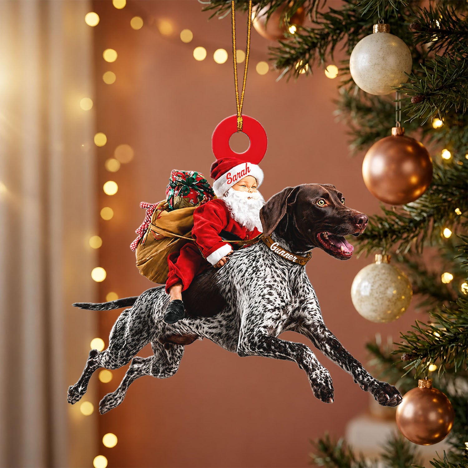Santa's Dog Express Custom Name Ornament