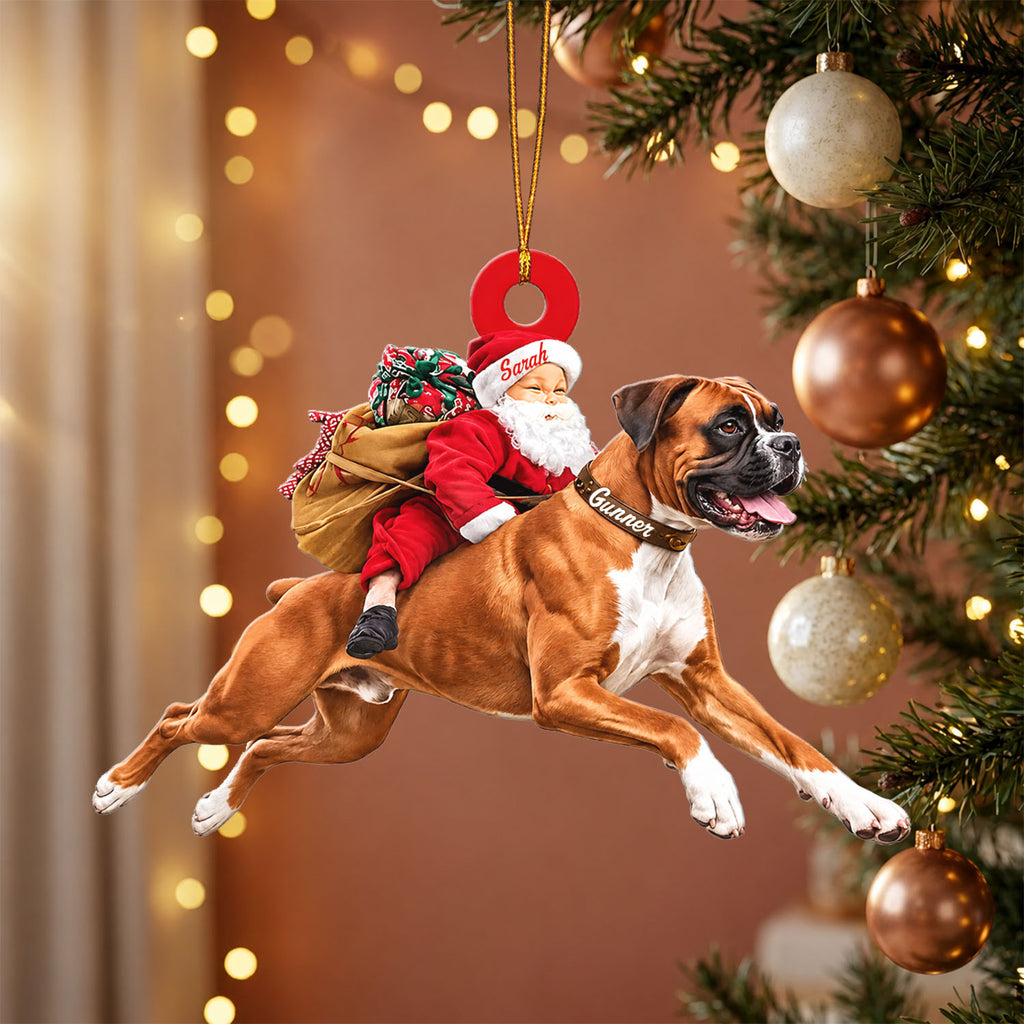 Santa's Dog Express Custom Name Ornament