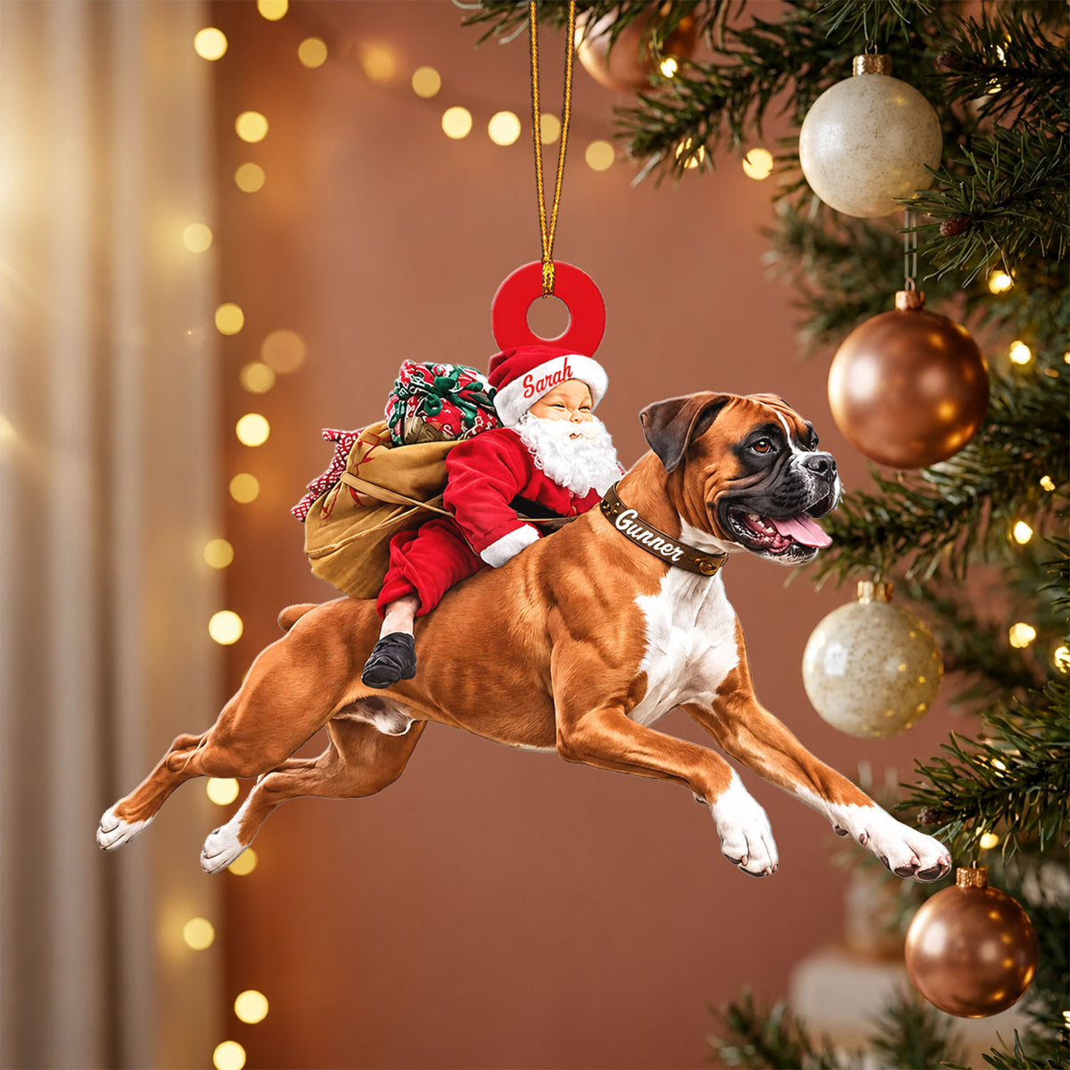 Santa's Dog Express Custom Name Ornament