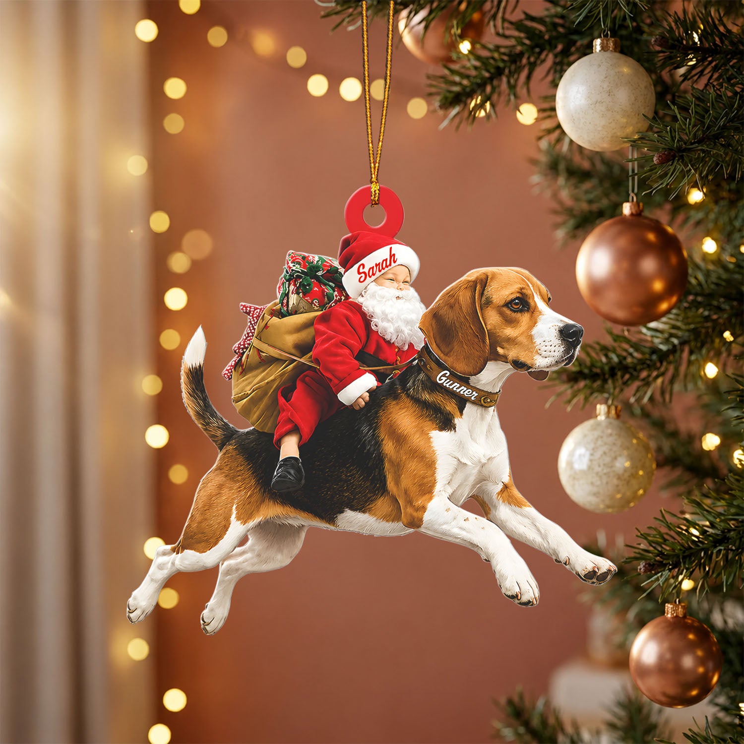 Santa's Dog Express Custom Name Ornament