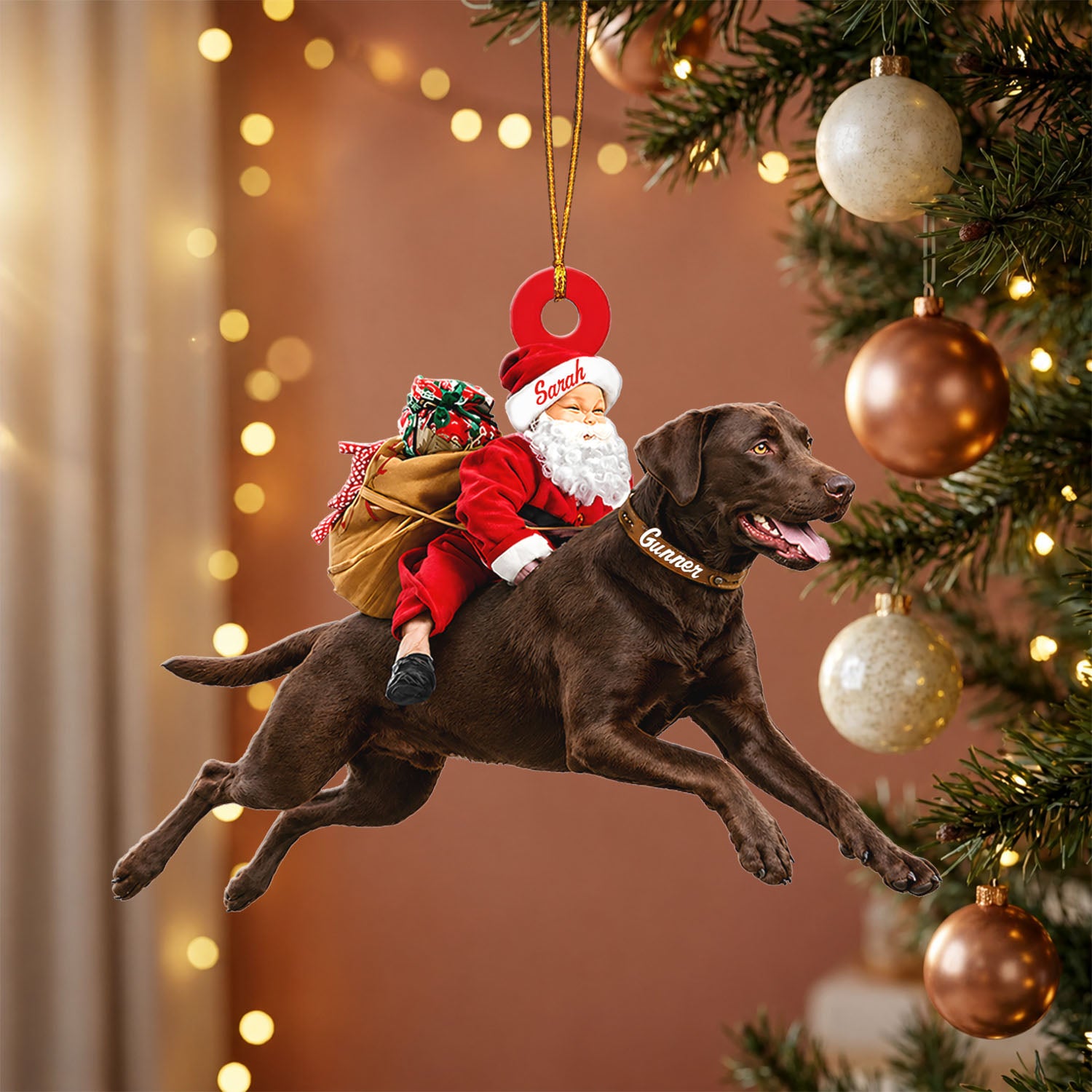 Santa's Dog Express Custom Name Ornament