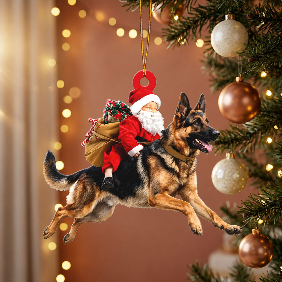 Santa's Dog Express Custom Name Ornament